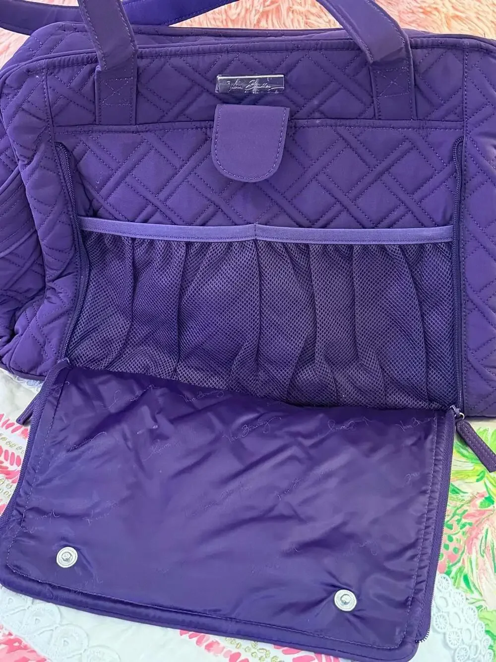 Vera Bradley Purple Quilted Microfiber Baby Bag Diaper Bag